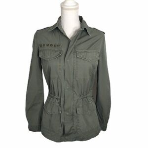 Mudd Military Jacket Small Green Studded Denim Coat